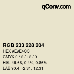 Color code: RGB 233 228 204 | qconv.com