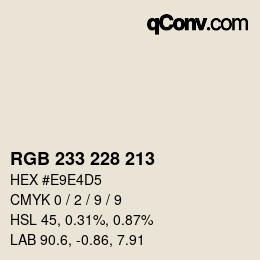 Color code: RGB 233 228 213 | qconv.com