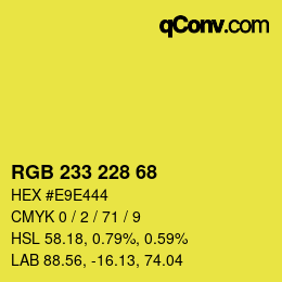 Color code: RGB 233 228 68 | qconv.com