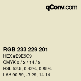 Color code: RGB 233 229 201 | qconv.com
