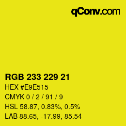 Color code: RGB 233 229 21 | qconv.com