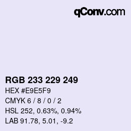 Color code: RGB 233 229 249 | qconv.com