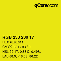 Color code: RGB 233 230 17 | qconv.com