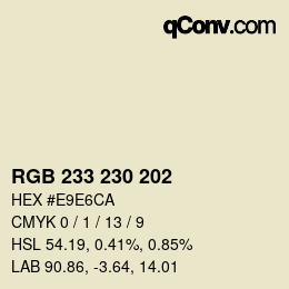 Código de color: RGB 233 230 202 | qconv.com