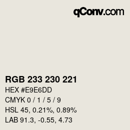 Code couleur: RGB 233 230 221 | qconv.com