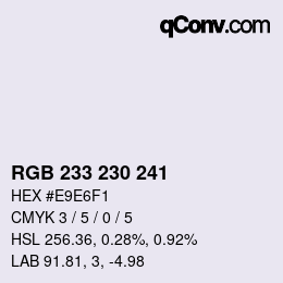 Color code: RGB 233 230 241 | qconv.com
