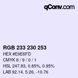 颜色代码: RGB 233 230 253 | qconv.com