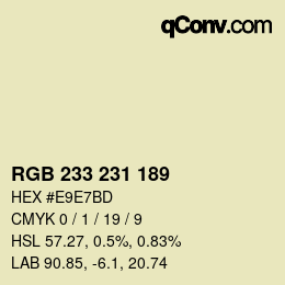 Color code: RGB 233 231 189 | qconv.com