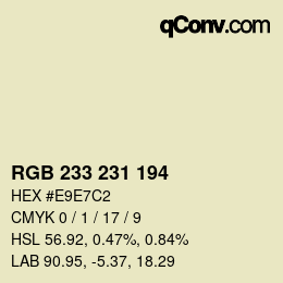 Color code: RGB 233 231 194 | qconv.com