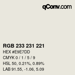 Color code: RGB 233 231 221 | qconv.com