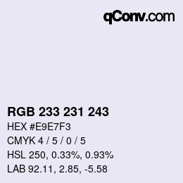Color code: RGB 233 231 243 | qconv.com