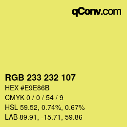 Color code: RGB 233 232 107 | qconv.com