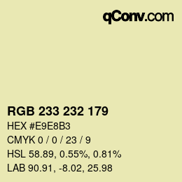 Color code: RGB 233 232 179 | qconv.com