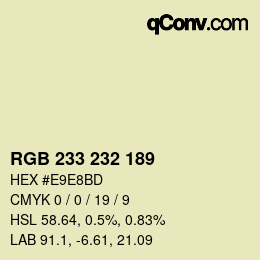 Color code: RGB 233 232 189 | qconv.com