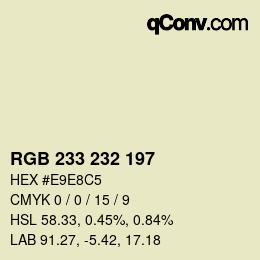 Color code: RGB 233 232 197 | qconv.com