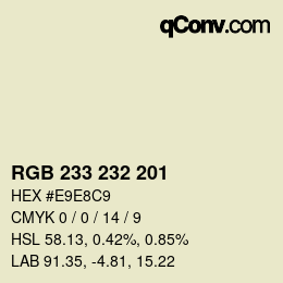 Color code: RGB 233 232 201 | qconv.com