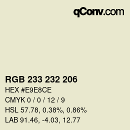 Farbcode: RGB 233 232 206 | qconv.com
