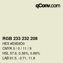 Farbcode: RGB 233 232 208 | qconv.com