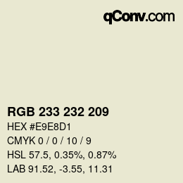 Color code: RGB 233 232 209 | qconv.com