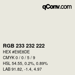 Color code: RGB 233 232 222 | qconv.com