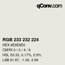 カラーコード: RGB 233 232 224 | qconv.com
