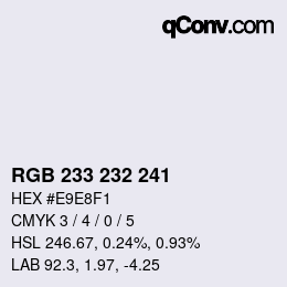 Color code: RGB 233 232 241 | qconv.com