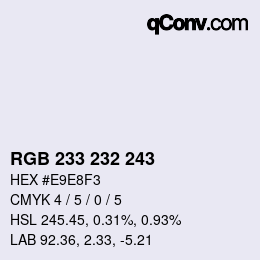 Color code: RGB 233 232 243 | qconv.com