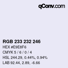 Color code: RGB 233 232 246 | qconv.com