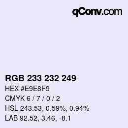 Farbcode: RGB 233 232 249 | qconv.com
