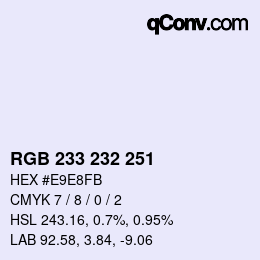 カラーコード: RGB 233 232 251 | qconv.com