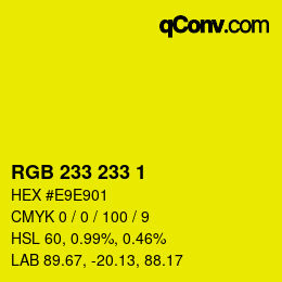 Color code: RGB 233 233 1 | qconv.com