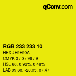 Color code: RGB 233 233 10 | qconv.com