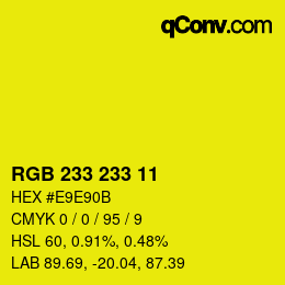 カラーコード: RGB 233 233 11 | qconv.com