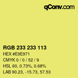 Color code: RGB 233 233 113 | qconv.com