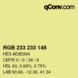 Color code: RGB 233 233 148 | qconv.com