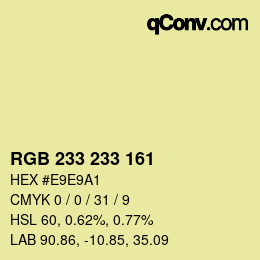 Color code: RGB 233 233 161 | qconv.com