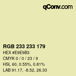 Color code: RGB 233 233 179 | qconv.com