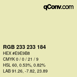 Color code: RGB 233 233 184 | qconv.com
