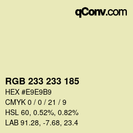 Color code: RGB 233 233 185 | qconv.com