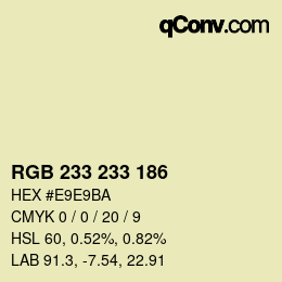 Color code: RGB 233 233 186 | qconv.com