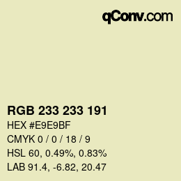 Color code: RGB 233 233 191 | qconv.com