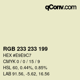 カラーコード: RGB 233 233 199 | qconv.com