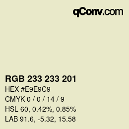 Color code: RGB 233 233 201 | qconv.com