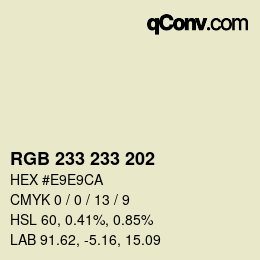 Farbcode: RGB 233 233 202 | qconv.com