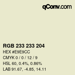 Color code: RGB 233 233 204 | qconv.com