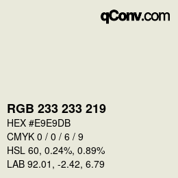 Color code: RGB 233 233 219 | qconv.com