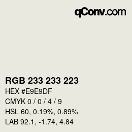 Color code: RGB 233 233 223 | qconv.com