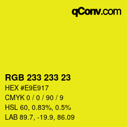 Color code: RGB 233 233 23 | qconv.com