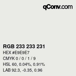 カラーコード: RGB 233 233 231 | qconv.com