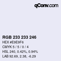 Color code: RGB 233 233 246 | qconv.com